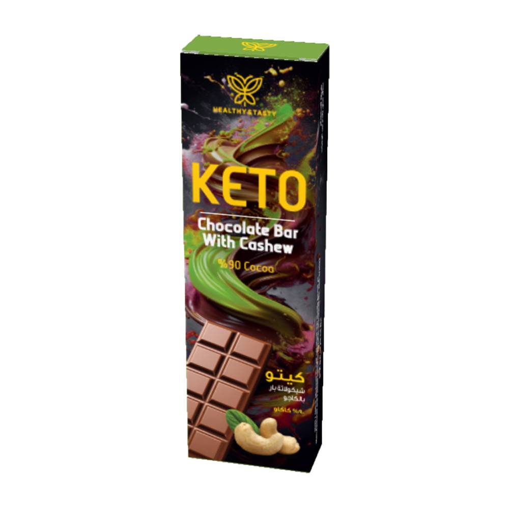 شيكولاتة بار كيتو 72% كاكاو بالكاجو 40 جرام من هيلثي اند تيستي