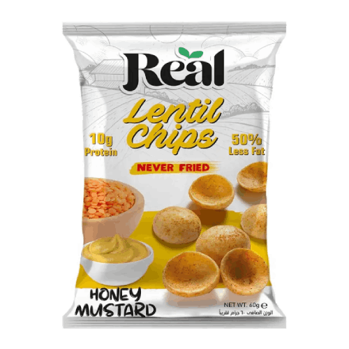 رقائق عدس هوني موستارد 60 جرام من ريال بروتين